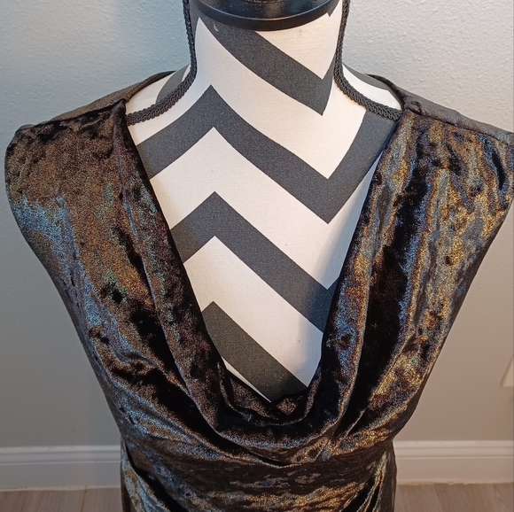 Vintage Crushed Velvet Sz 10 Fairy Grunge Draped Neck Sheath Evening Dress - Picture 16 of 17